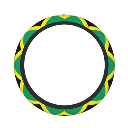 Jamaica Flag Jamaican Car Steering Wheel Cover,Non-Slip Elastic Neoprene-Sweat Car Accessories,Universal 15 Inch Fit Auto, Vans Trucks,Suvs, Truck - color: Jamaican Flag