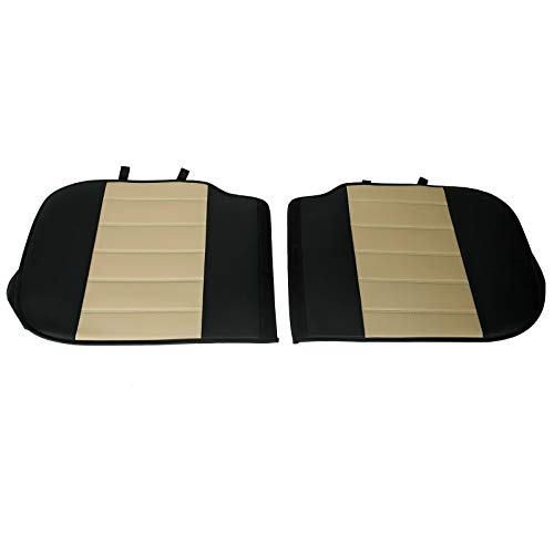 Universal 5 Seats PU Leather Car Seat Cover Full Set Front + Rear Cushions w/Pillows Black/Beige - color: Black/ Beige