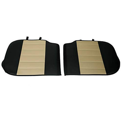 Universal 5 Seats PU Leather Car Seat Cover Full Set Front + Rear Cushions w/Pillows Black/Beige - color: Black/ Beige