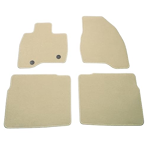 IKON MOTORSPORTS, Floor Mats Compatible with 2015-2019 Ford Explorer, Beige Nylon Front & Rear Row Liners Carpet 4PCS Full Set, 2016 2017 2018