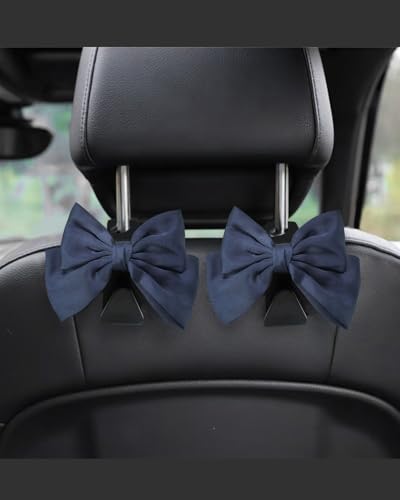 2 Pack Car Purse Holder for Handbags and Bags, Headrest Back Seat Hooks for Cars, Car Bag Hanger for Groceries, Coats, Umbrellas and Daily Essentials, Bow-Shaped Car Interior Organizer (Sapphire blue) - color: Sapphire blue