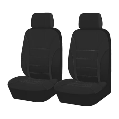 ZIMISI 2PCS Car Front Seat Covers, Comfortable Breathable Automotive Seat Covers with Removable Headrest Cover, Sporty Car Seat Protector Cushion for Cars, Trucks, SUVs (Black) - color: Black