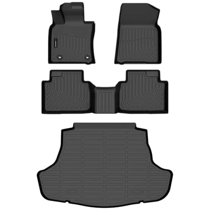 Auxko All Weather Floor Mats Cargo Mat Fit for Toyota Camry Hybrid 2024 2023 2022 2021 2020 2019 2018 TPE Floor Liner Trunk Mat Camry Accessories All Season Odorless Anti-Slip Black - size: camry hybrid|2020-2024|floor+cargo mats