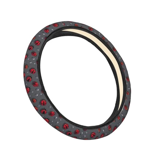 Cute Ladybug with Raindrop Steering Wheel Cover for Women Men, Non-Slip Steering Wheel Protector Car Wheel Covers, Universal 15 Inch Fit for Auto, Suvs, Truck - color: Cute Ladybug With Raindrop