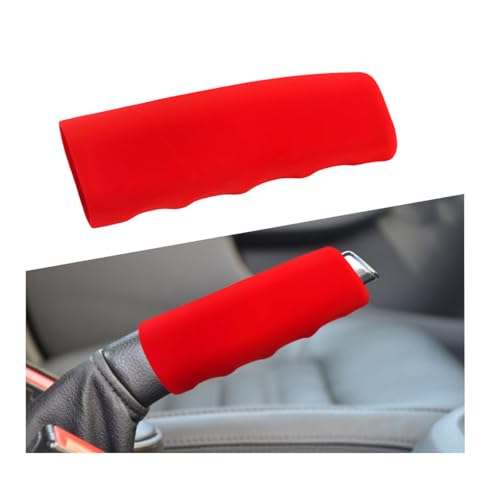 Car Handbrake Cover, Anti-Slip Silicone Auto Hand Brake Comfortable Handle Grip Cover, Waved Shaped Parking Brake Lever Decorative Protector for Truck SUV, Car Accessories (Red)