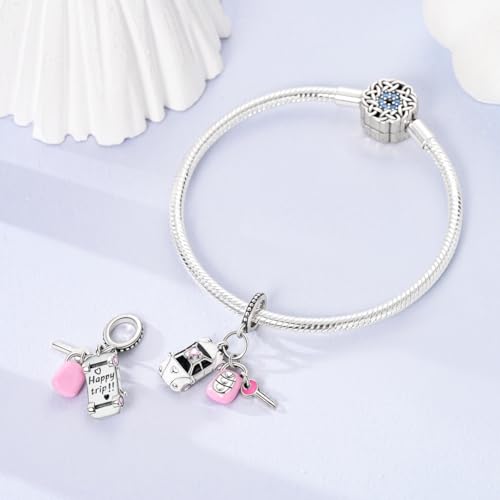 NARMO Charms for Bracelets 925 Sterling Silver Star Dangle Charms Car Keys Lipstick Dangle Charm Beads for Women Bracelets Necklace - color: Car Keys