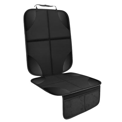 EcoNour Car Seat Protector 1 Pack, 600D Waterproof Non-Slip Seat Mat with Extra Thick Padding & Mesh Storage Pocket, Under Baby Car Seat or Pet, Protects Upholstery from Dirt & Damage - size: 1-Pack