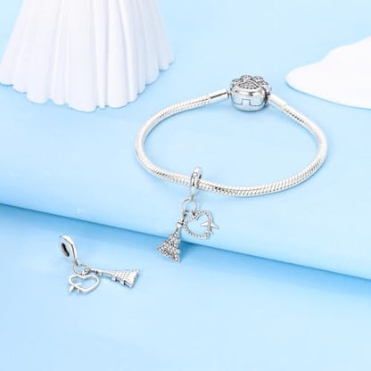 NARMO Charms for Bracelets 925 Sterling Silver Star Dangle Charms Car Keys Lipstick Dangle Charm Beads for Women Bracelets Necklace - color: Love in Paris