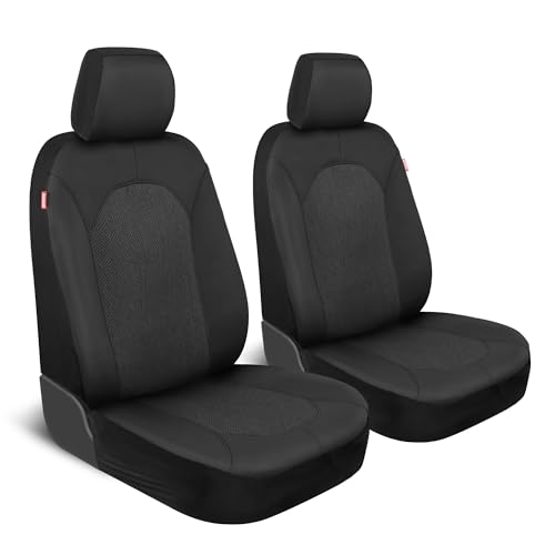 Motor Trend Black Car Seat Covers Set - 2 Front Seats – Spill-Proof Neoprene CarSeat Cover Protector for Cars – Automotive Car Accessories Interior Covers for SUV & Small Trucks – Semi Universal Fit - color: Black