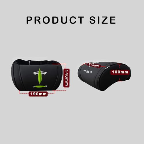 Car Headrest Neck Pillow Support Ergonomic, with Valve Stem Covers Accessory for Driving Seat Fatigue Relief Compatible with Model S X 3 Y & Cybertruck - 1 Piece - color: A. Black Ver. 2