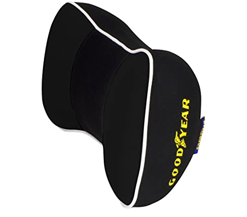 Goodyear Car Neck Pillow, Soft Memory Foam Headrest Pillow for Driving, Ergonomic Car Seat Headrest Cushion with Adjustable Strap, Breathable & Removable Cover, Neck Pain Relief, Black - color: Black
