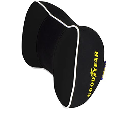 Goodyear Car Neck Pillow, Soft Memory Foam Headrest Pillow for Driving, Ergonomic Car Seat Headrest Cushion with Adjustable Strap, Breathable & Removable Cover, Neck Pain Relief, Black - color: Black