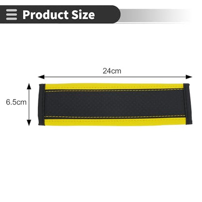 Black Yellow Seat Belt Cover Pad Faux Leather 24cm Seatbelt Strap Cushion Shoulder Padding 2 Pcs - color: Black,Yellow