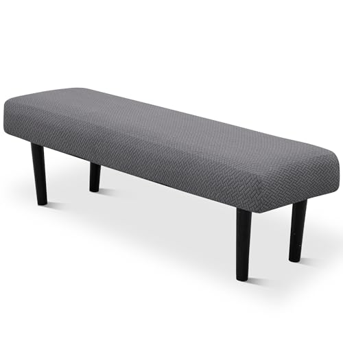 Stretch Bench Seat Cover, Reusable Slipcover for Dining Room & Bedroom, Removable Washable Rectangular Bench Covers, Elastic Fit for Home Furniture (Twill Grey) - color: Twill Grey