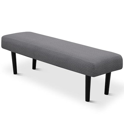 Stretch Bench Seat Cover, Reusable Slipcover for Dining Room & Bedroom, Removable Washable Rectangular Bench Covers, Elastic Fit for Home Furniture (Twill Grey) - color: Twill Grey