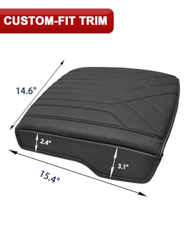 KBH Center Console Armrest Cover for 2019-2026 Dodge Ram 1500 2500 3500 5th Gen, Arm Rest Cushion Pad Protector, Vinyl Leather, Black (Fits Bucket Seat Only) - color: Black Stitch
