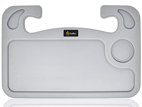 EcoNour 2 in 1 Car Steering Wheel Tray (Grey) | Multipurpose Car Steering Wheel Desk for Laptop and Food | Car Tray for Eating | Steering Wheel Accessories - size: Medium-Grey
