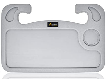 EcoNour 2 in 1 Car Steering Wheel Tray (Grey) | Multipurpose Car Steering Wheel Desk for Laptop and Food | Car Tray for Eating | Steering Wheel Accessories - size: Medium-Grey