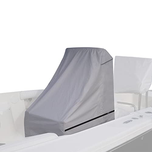 600D Fade and Tear Resistant Boat Center Console Cover,Heavy-Duty Waterproof and UV Protection Trailerable Boat Console Cover with Windproof Strap, Grey (Large Size up to 30" L 40" W 44" H)