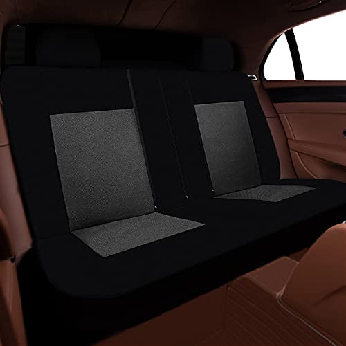 Flying Banner Car Seat Covers Full Set Universal fit Most Car,Truck,SUV and Van Comfortable Airbag Compatible Jacquard & Polyester (Black Gray, Full Set - Low Back) - color: Black Gray