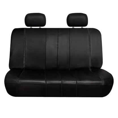 FH Group Galaxy13 Metallic Striped Deluxe Leatherette Car Seat Covers with Matching Carpet Floor Mats – Full Set, Universal Fit, Airbag Compatible for Cars, SUVs & Sedans, Black - color: Black