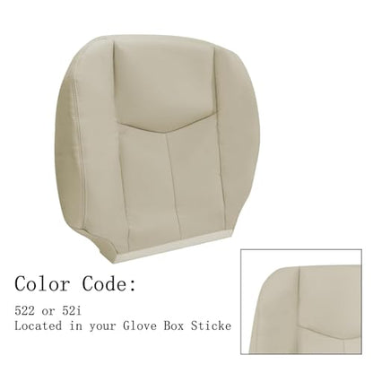 Driver Side Bottom Leather Seat Cover & Foam Cushion Light Neutral Tan 522 or 52i Compatible with Chevy Avalanche Tahoe Suburban GMC Yukon XL 2003 2004 2005 2006 - color: Light Tan