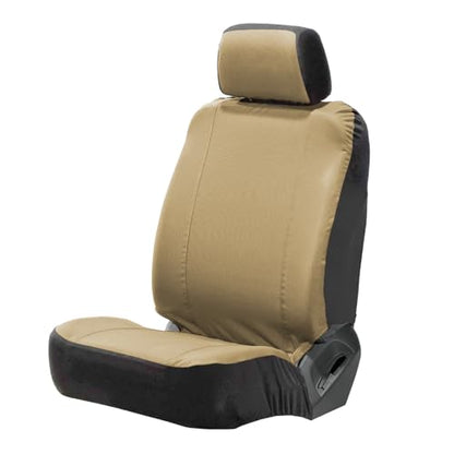 Universal Nylon Canvas Fitted Bucket Seat Cover, Cut-Resistant & Waterproof Front Seat Protector for Trucks (Brown) - color: Brown