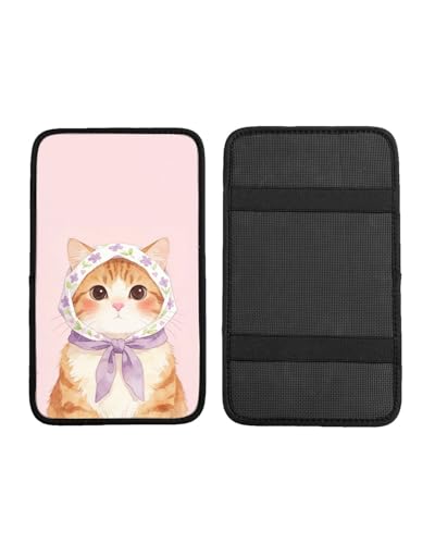 Car Handrail Box Cushion Soft Comfortable Anti Slip Middle Consoles Protector, Universal for Most Cars Trucks and SUV Fashion Car Interior Accessories Unisex - Country Cat - color: Country Cat