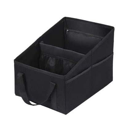 ZIMISI Car Seat Organizer, Collapsible Trunk Organizer with Detachable Divider, Handles and Multiple Pockets, Backseat Car Storage, Passenger Seat Organizer for Front/Back Consoles (Black)