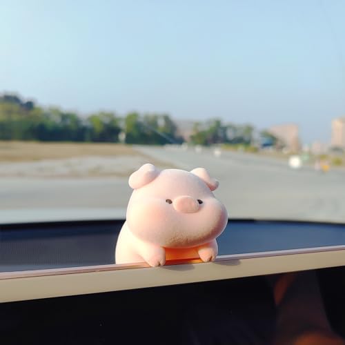 Cute Furry Animal Rear View Mirror Accessories, Car Dashboard Ornament Center Screen Decoration Rearview Mirror Charm, Car Accessories Interior Decor for Women/Men - style: Piggy