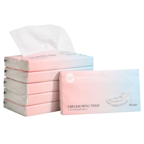 Car Tissue Refills 300 Sheets Facial Tissues Refills for Car Visor Tissue Holder, Travel Tissue Tubes Box Container Perfect Fit for Car Cup Holder - size: 1 Count (Pack of 6)