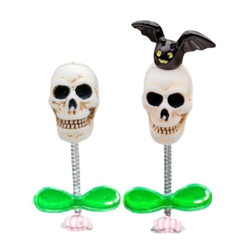 Vibrant Bobblehead Skull Car Decoration for Dashboard - Trendy Halloween Car Interior Ornament (Type 1) - size: type 1