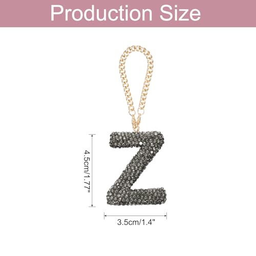 MECCANIXITY Bling Car Letter Charm, Initial Z Letter Interior Car Rear View Mirror Decoration Hanging Crystal Ornaments for Women Bags Water Cup DIY Craft, Gray - style: Z Letter