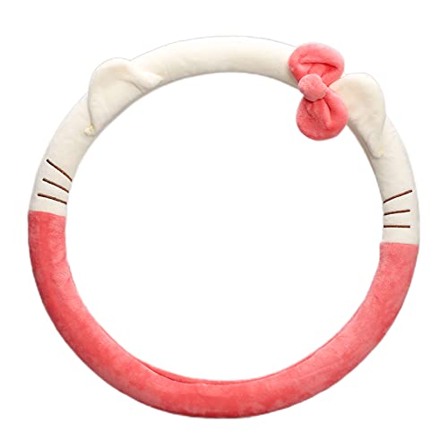 Cute Car Steering Wheel Cover, Universal Fit 15 Inch Soft Comfortable Plush Anti Slip & Odor Free Car Wheel Protector for Women Girls Pink - color: Pink