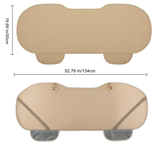 West Llama Pu Leather Car Seat Bottom Covers Protectors Include 1 Rear Bench Seat Cover Universal Fit 90% Vehicles,Beige - color: E-Beige, size: Universal Fit - Rear Only