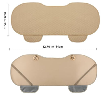 West Llama Pu Leather Car Seat Bottom Covers Protectors Include 1 Rear Bench Seat Cover Universal Fit 90% Vehicles,Beige - color: E-Beige, size: Universal Fit - Rear Only