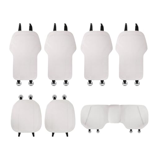 Summer Car Seat Cushion Perforated Breathable Ventilated Non-Slip All-Season Auto Cushion Pad(White,7-Piece Set) - color: White, size: 7-piece set
