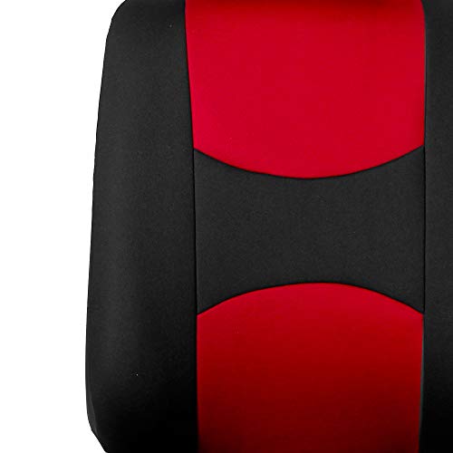 FH Group Car Seat Covers Front Set in Cloth - Car Seat Covers for Low Back Car Seats with Removable Headrest,Universal Fit,Automotive Seat Covers,Washable Car Seat Cover for SUV,Sedan,Van Red - color: Red, style: Seat Cover Front Set