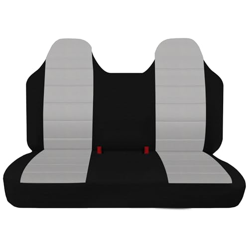 Front Bench Seat Cover with Molded Headrests for Ford F150 F250 F350 1992-1998,Pickup Solid Bench Seat No Center Armrest,Washable Truck Seat Protector with Molded Headrests-Gray - color: Gray, size: For F150 2004-2018