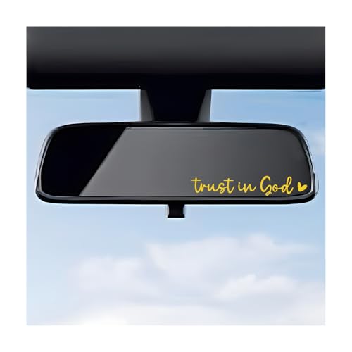 DXNQ 4PCS Trust in God Rearview Mirror Decals, Automotive Vinyl Rear View Mirror Decorative Stickers, Waterproof Trust in God Stickers for Car Truck Laptop, Car Accessories (Yellow) - color: Yellow, size: 4PCS