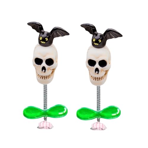 Vibrant Bobblehead Skull Car Decoration for Dashboard - Trendy Halloween Car Interior Ornament (Type 3) - size: type 3