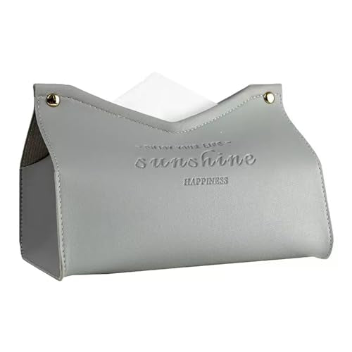 Tissue Box Cover Rectangle, Premium PU Leather Minimalist Tissue Holder with Snap Closure, Modern Decorative Tissue Dispenser for Bathroom Vanity, Bedroom Nightstand, Living Room & Office (Grey) - color: 05- Grey