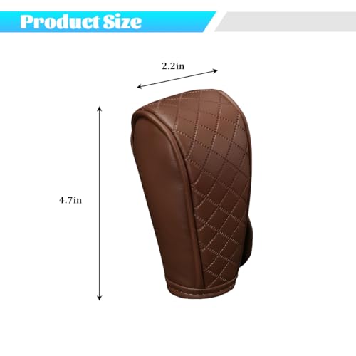 Car Gear Shift Cover, Diamond Embroidery Design Anti-Slip Vehicle Shifter Lever Protector, Automotive Shift Knob Handle Decoration, Universal for SUV Automobile Truck (Brown)
