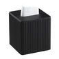 PU Leather Tissue Box Cover Square Tissue Box Holder with Magnetic Closure (Black Fluted) - color: Black Fluted