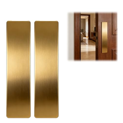 Cat & Dog Door Protector from Scratching, Stainless Steel Self-Adhesive Kick Plate, Heavy Duty, Interior/Exterior Door Guard, Brushed Gold - 4"×16" 2 Pack - color: Brushed Gold, size: 4"x16"