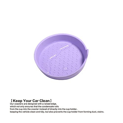 4 Packs Silicone Car Cup Holder Coasters,Car Coasters for Cup Holders,Universal Removabl Vehicle Cup Holder Coasters for Most Cars, Trucks, RVs (Purple) - color: Purple