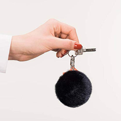 Cute Faux Rabbit Fur Ball Pom Pom Keychain Car Key Ring Handbag Tote Bag Pendant Purse Charm - color: Black 1
