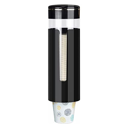 Cup Dispenser, Wall Mount Water Cooler Cup Dispenser fits 4-7 oz Disposable Paper and Plastic Cups, Pull Type Cup Holder for Bathroom, Office, Break Room, Gym, Black - color: Black