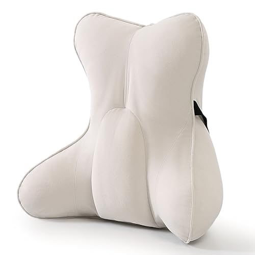 Lumbar Support Pillow for Office Chair, Back Support Cushion, Lumbar Pillow for Desk Chair, Ergonomic 3-Zone Back Cushion for Sitting Comfort, Misty White - color: Misty White
