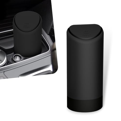Eratus Pack-1 Car Trash Can, 6.2" x 2.5" Silicone Noiseless Environmentally Friendly Waterproof Storage Bin, Odor Isolation Detachable Cleanable Cup Holder Trash Can, Universal for Cars (Black)